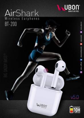 Ubon BT 200 Wireless Earbuds Built in 10hrs Backup Bluetooth Headset White True Wireless